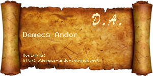 Demecs Andor névjegykártya